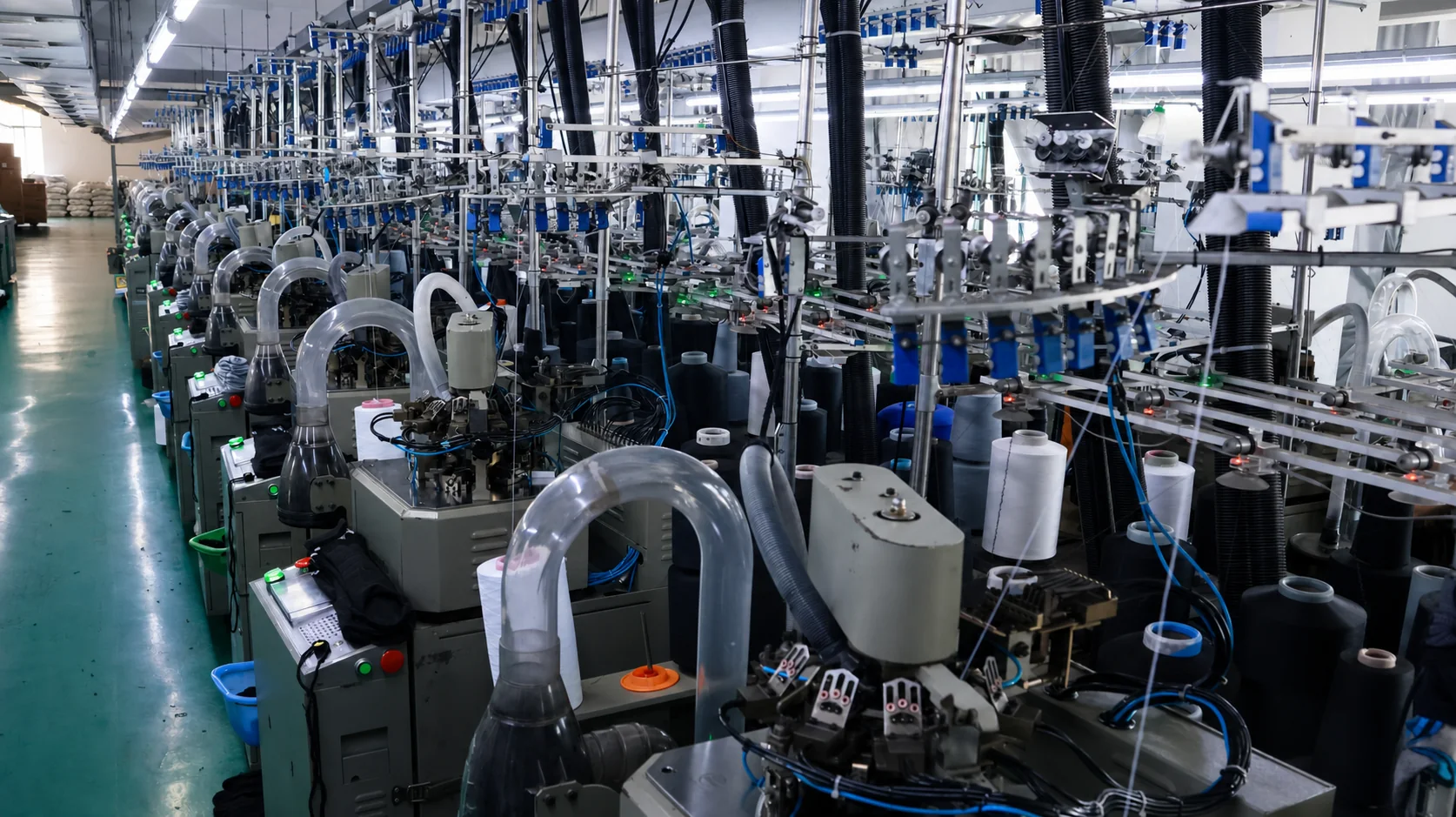 Sock knitting floor at a selected production partner facility