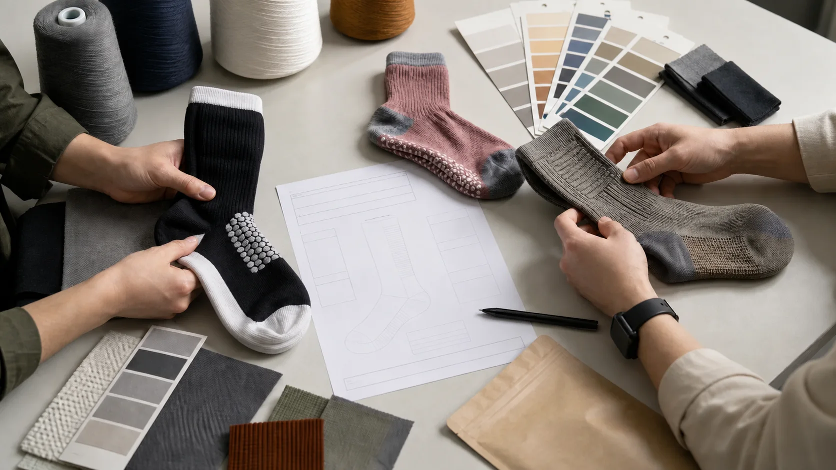 Sock sample review and specification discussion